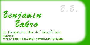 benjamin bakro business card